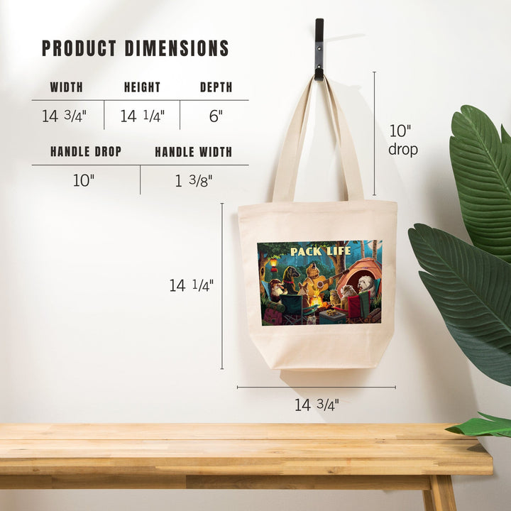 Painterly, Pack Life, Dogs Around Campfire, Sentiment, Tote Bag Totes Lantern Press 