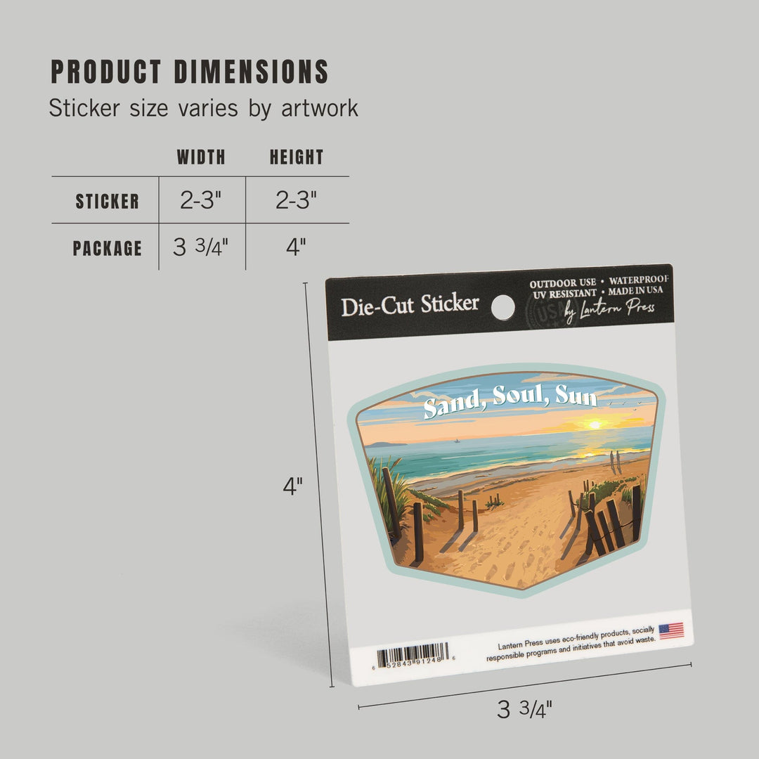 Painterly, Sand Soul Sun, Beach Path, Contour, Vinyl Sticker Sticker Lantern Press 