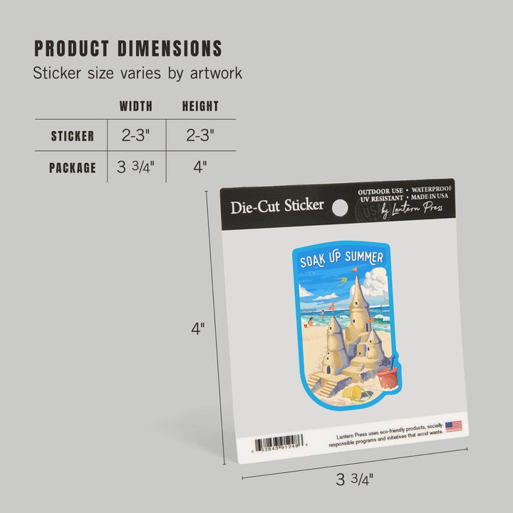 Painterly, Soak Up Summer, Sand Castle, Contour, Vinyl Sticker Sticker Lantern Press 