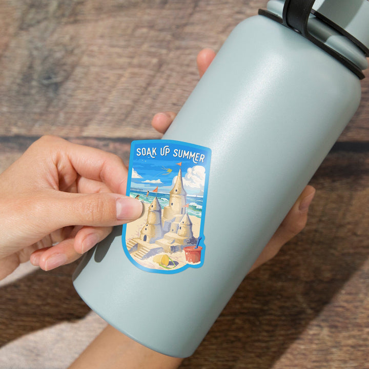 Painterly, Soak Up Summer, Sand Castle, Contour, Vinyl Sticker Sticker Lantern Press 