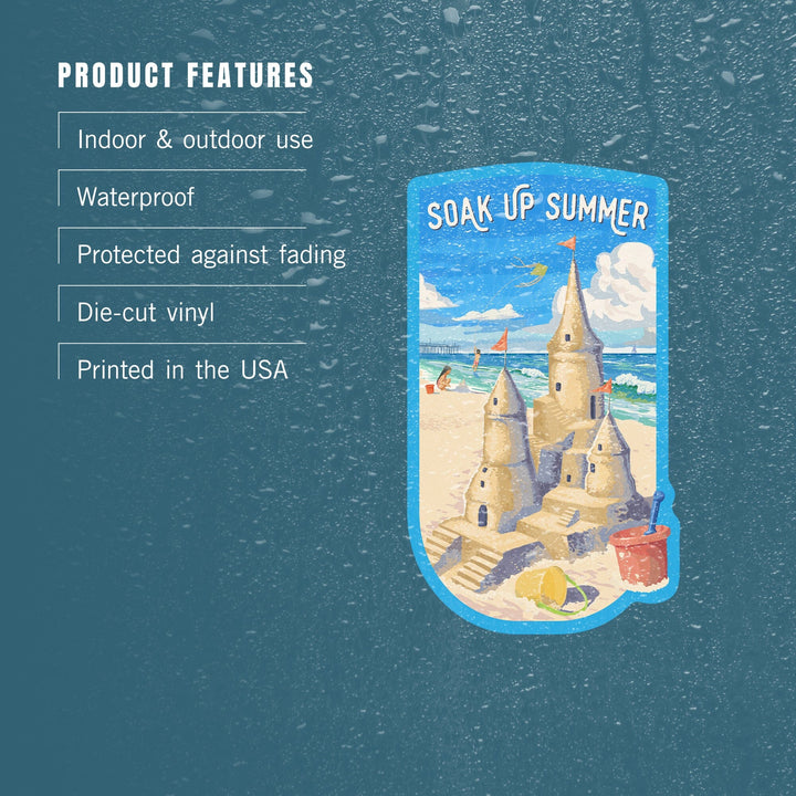 Painterly, Soak Up Summer, Sand Castle, Contour, Vinyl Sticker Sticker Lantern Press 