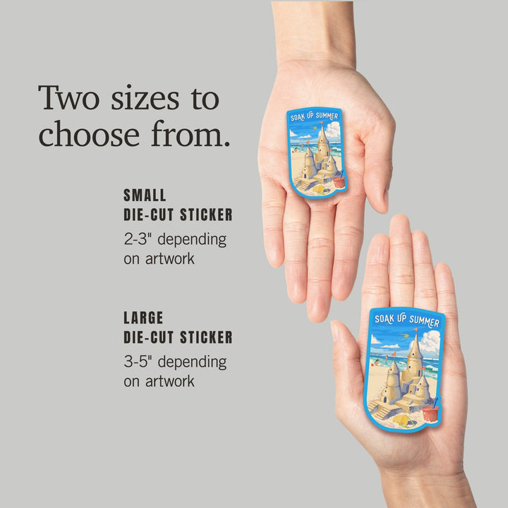 Painterly, Soak Up Summer, Sand Castle, Contour, Vinyl Sticker Sticker Lantern Press 