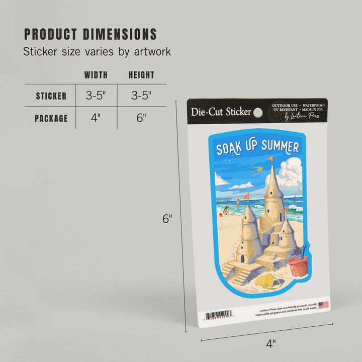 Painterly, Soak Up Summer, Sand Castle, Contour, Vinyl Sticker Sticker Lantern Press 