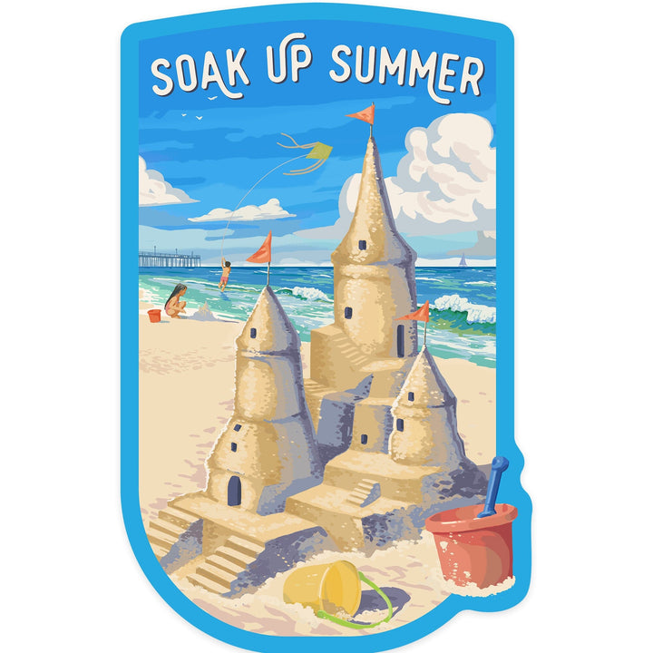 Painterly, Soak Up Summer, Sand Castle, Contour, Vinyl Sticker Sticker Lantern Press 