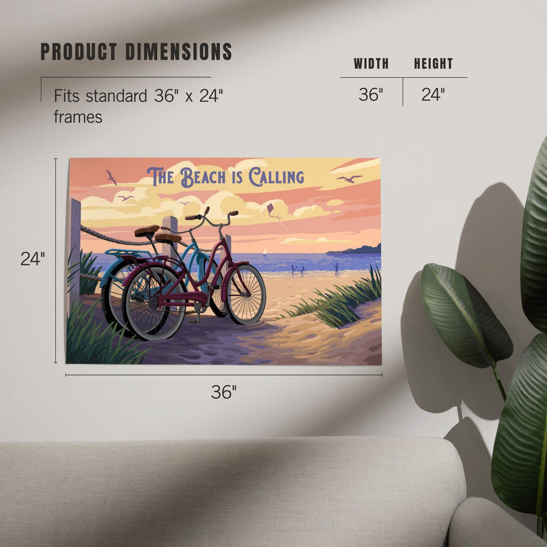 Painterly, The Beach Is Calling, Beach Bikes, Art & Giclee Prints Art Lantern Press 