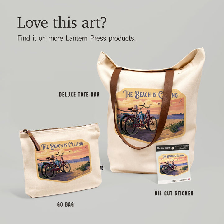 Painterly, The Beach Is Calling, Beach Bikes, Contour, Vinyl Sticker Sticker Lantern Press 