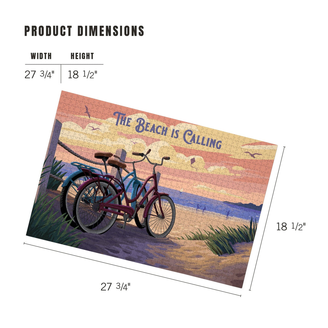 Painterly, The Beach Is Calling, Beach Bikes, Jigsaw Puzzle Puzzle Lantern Press 