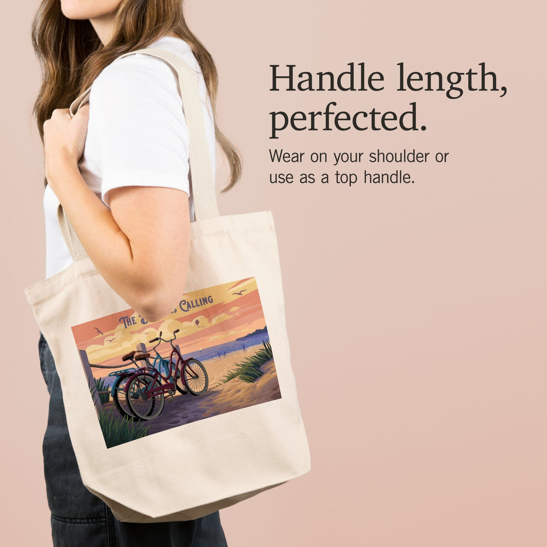 Painterly, The Beach Is Calling, Beach Bikes, Tote Bag Totes Lantern Press 