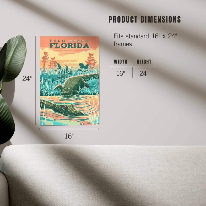 Palm Beach, Florida, Alligator, Vintage Print Press, Art & Giclee Prints Art Lantern Press 
