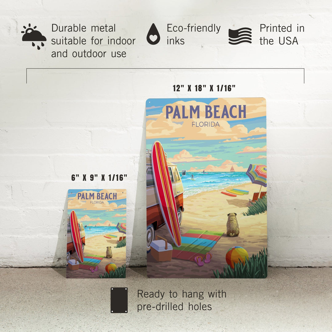 Palm Beach, Florida, Beach Activities, Painterly, Metal Signs Metal Lantern Press 