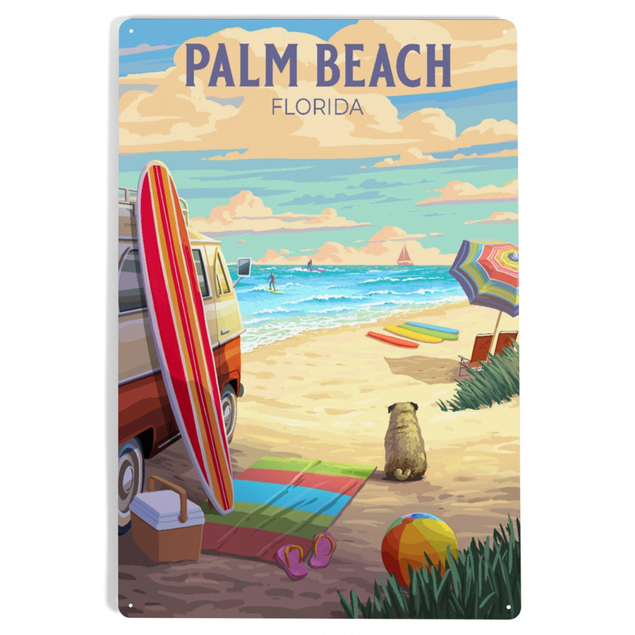 Palm Beach, Florida, Beach Activities, Painterly, Metal Signs Metal Lantern Press 