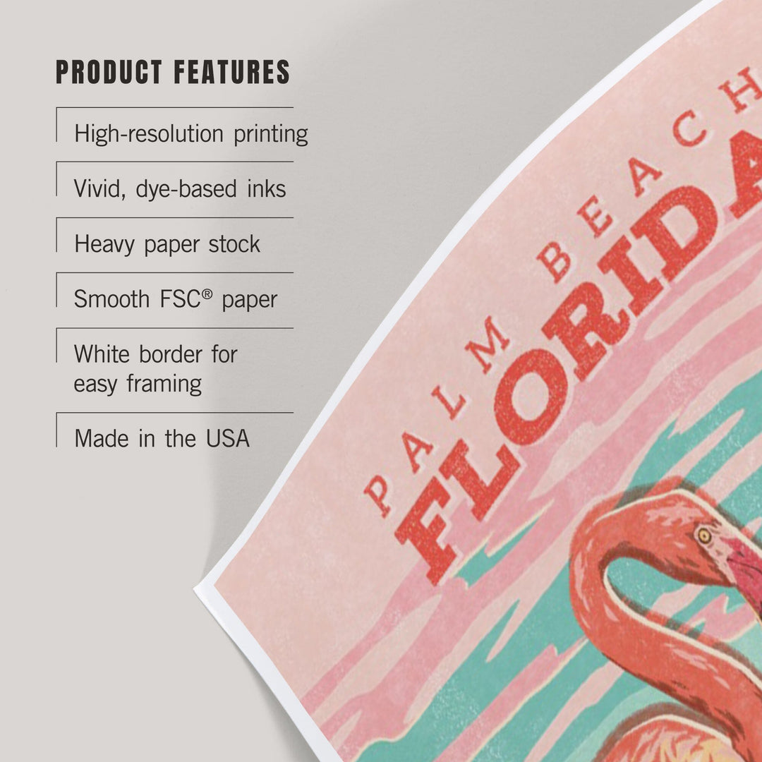 Palm Beach, Florida, Flamingo, Vintage Print Press, Art & Giclee Prints Art Lantern Press 