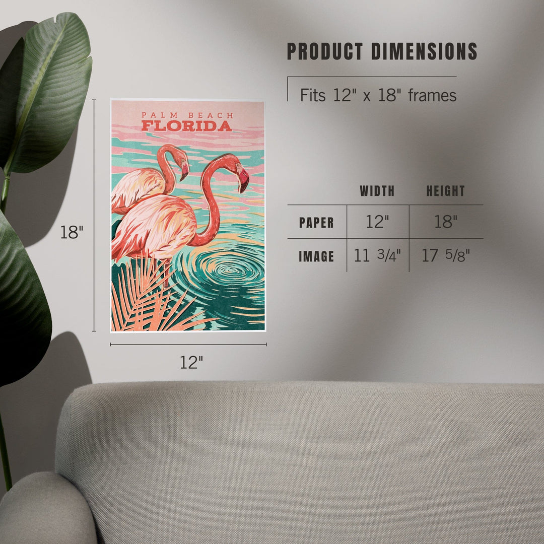 Palm Beach, Florida, Flamingo, Vintage Print Press, Art & Giclee Prints Art Lantern Press 
