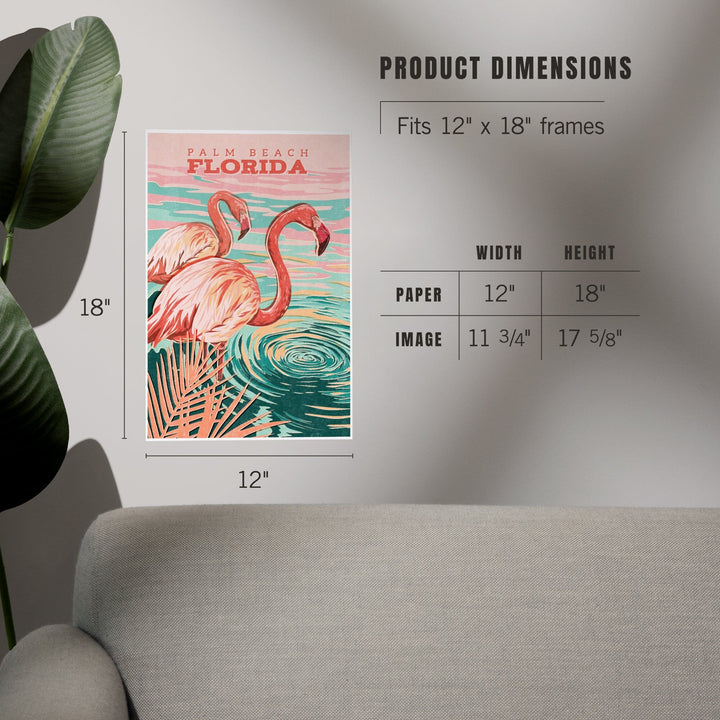 Palm Beach, Florida, Flamingo, Vintage Print Press, Art & Giclee Prints Art Lantern Press 