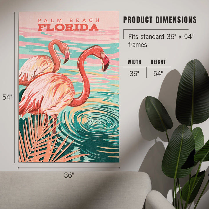Palm Beach, Florida, Flamingo, Vintage Print Press, Art & Giclee Prints Art Lantern Press 