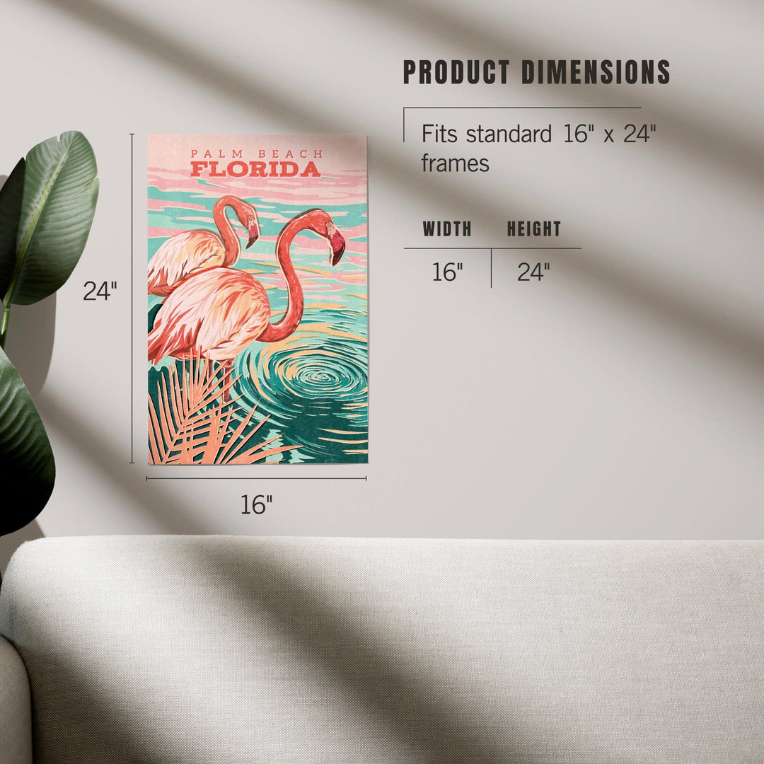 Palm Beach, Florida, Flamingo, Vintage Print Press, Art & Giclee Prints Art Lantern Press 