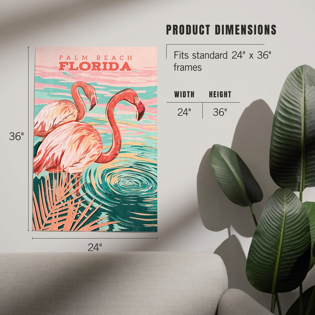 Palm Beach, Florida, Flamingo, Vintage Print Press, Art & Giclee Prints Art Lantern Press 