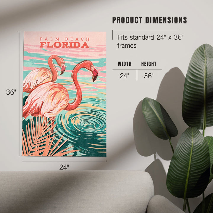 Palm Beach, Florida, Flamingo, Vintage Print Press, Art & Giclee Prints Art Lantern Press 