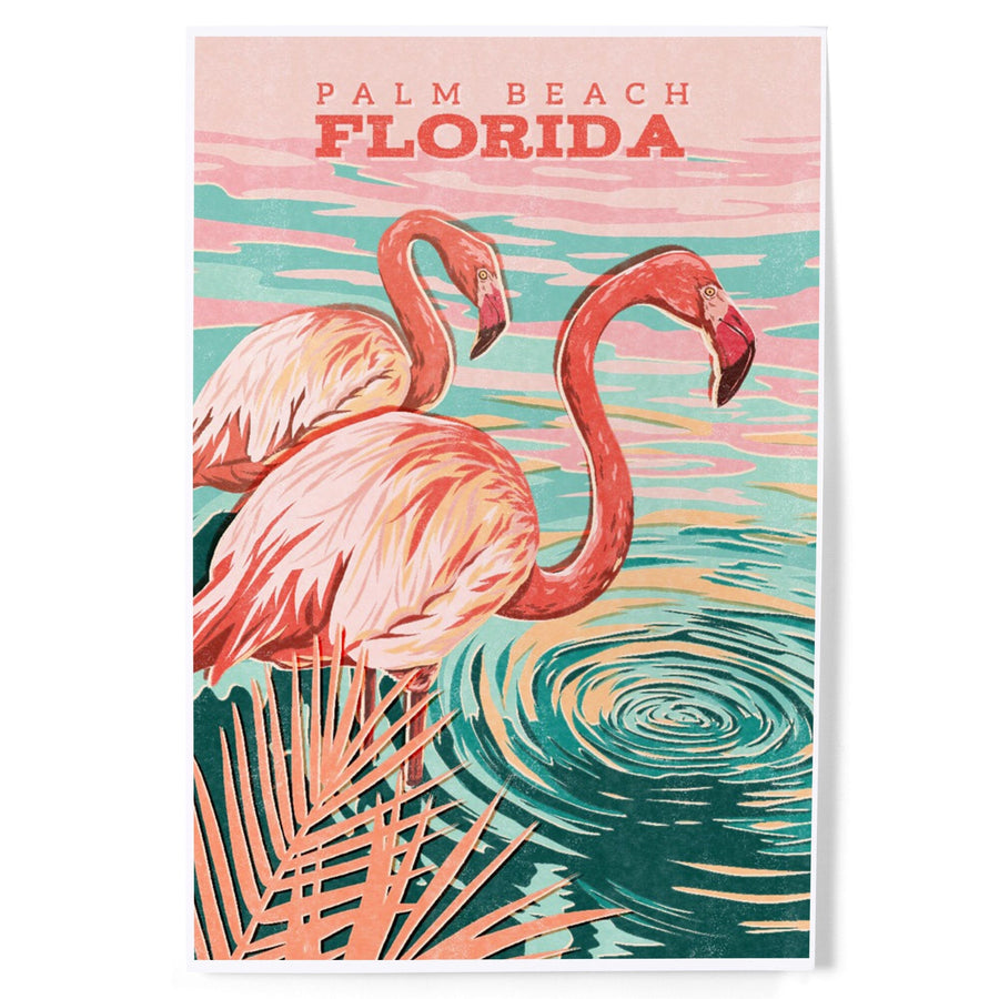 Palm Beach, Florida, Flamingo, Vintage Print Press, Art & Giclee Prints Art Lantern Press 