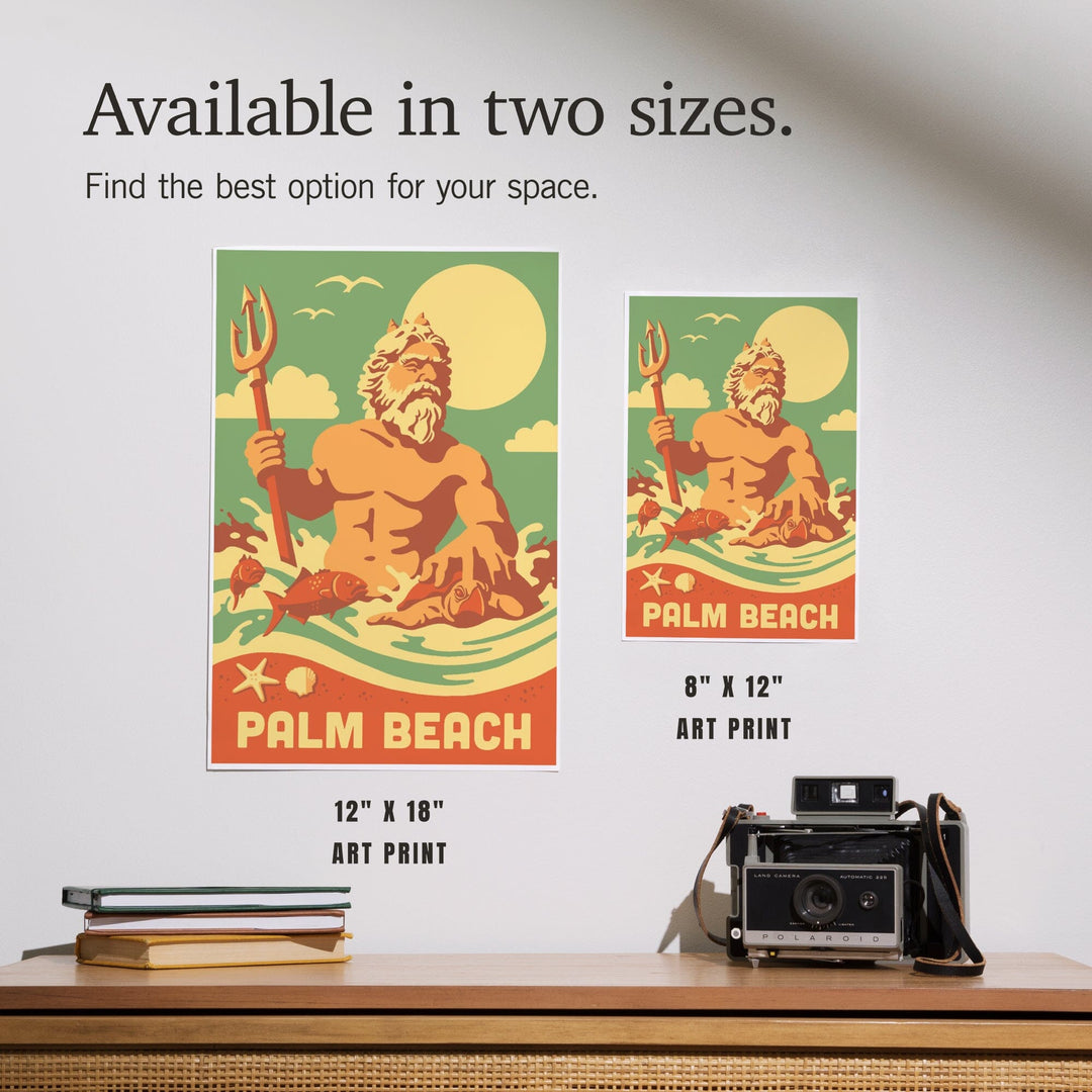 Palm Beach, Florida, King Neptune, Retro Beach Scene, Art & Giclee Prints Art Lantern Press 