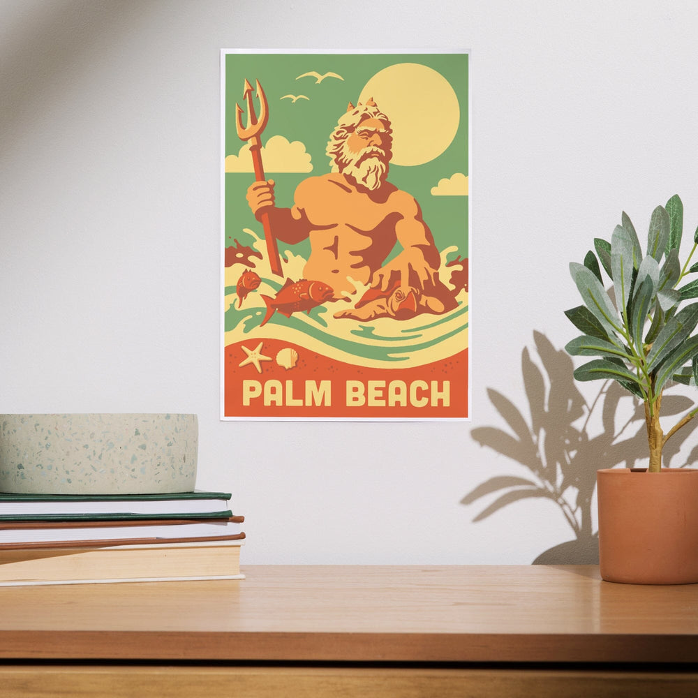 Palm Beach, Florida, King Neptune, Retro Beach Scene, Art & Giclee Prints Art Lantern Press 