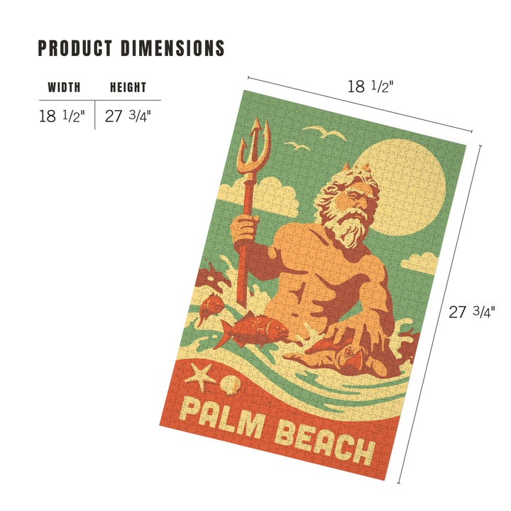 Palm Beach, Florida, King Neptune, Retro Beach Scene, Jigsaw Puzzle Puzzle Lantern Press 
