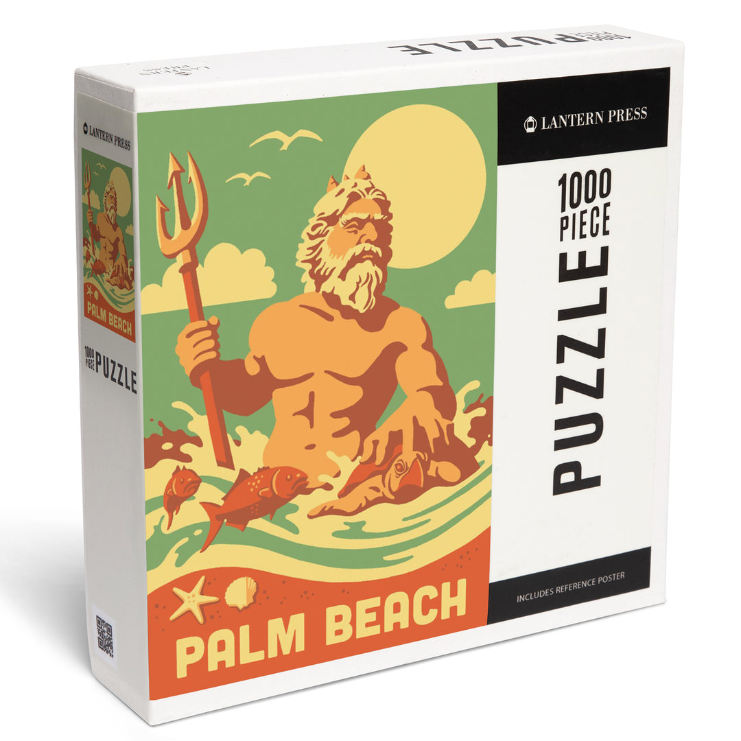 Palm Beach, Florida, King Neptune, Retro Beach Scene, Jigsaw Puzzle Puzzle Lantern Press 