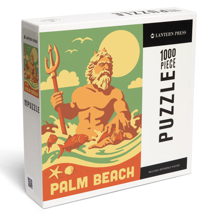 Palm Beach, Florida, King Neptune, Retro Beach Scene, Jigsaw Puzzle Puzzle Lantern Press 