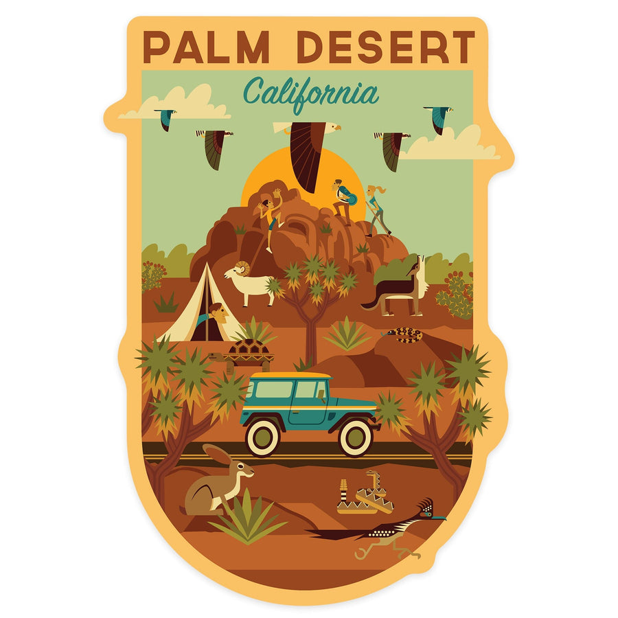 Palm Desert, California, Geometric National Park Series, Contour, Vinyl Sticker Sticker Lantern Press 