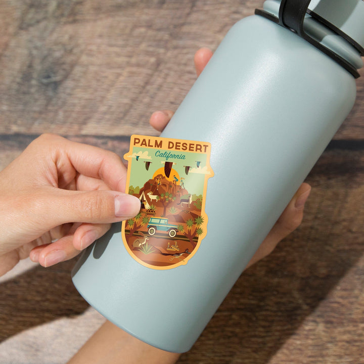 Palm Desert, California, Geometric National Park Series, Contour, Vinyl Sticker Sticker Lantern Press 
