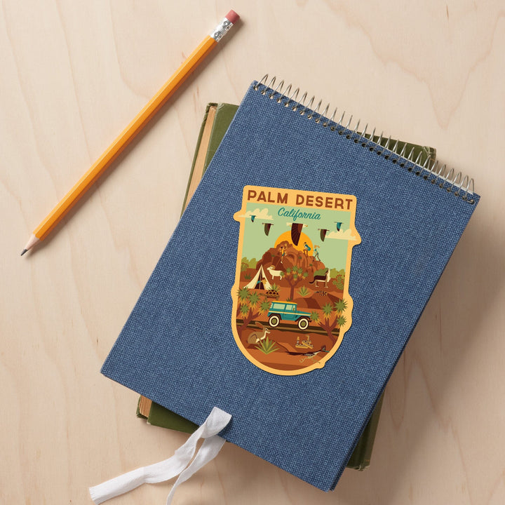 Palm Desert, California, Geometric National Park Series, Contour, Vinyl Sticker Sticker Lantern Press 