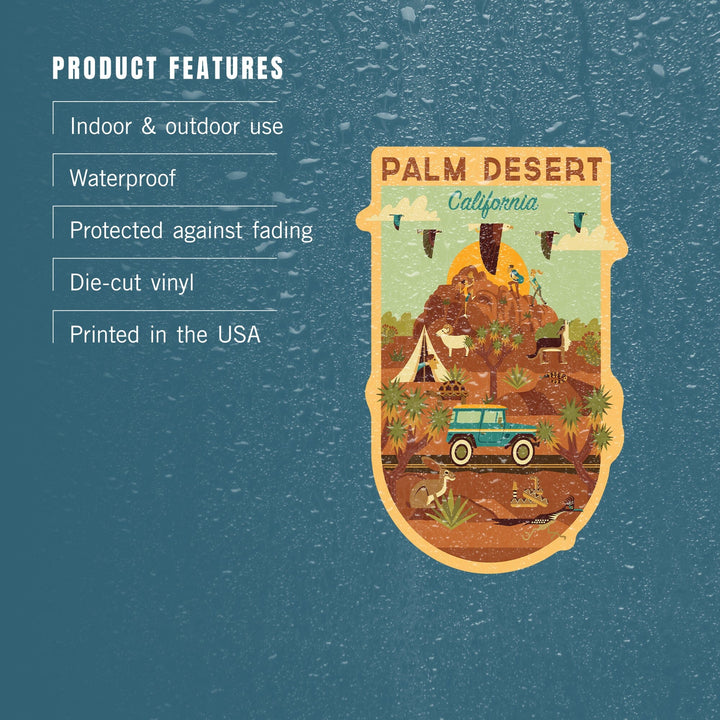 Palm Desert, California, Geometric National Park Series, Contour, Vinyl Sticker Sticker Lantern Press 