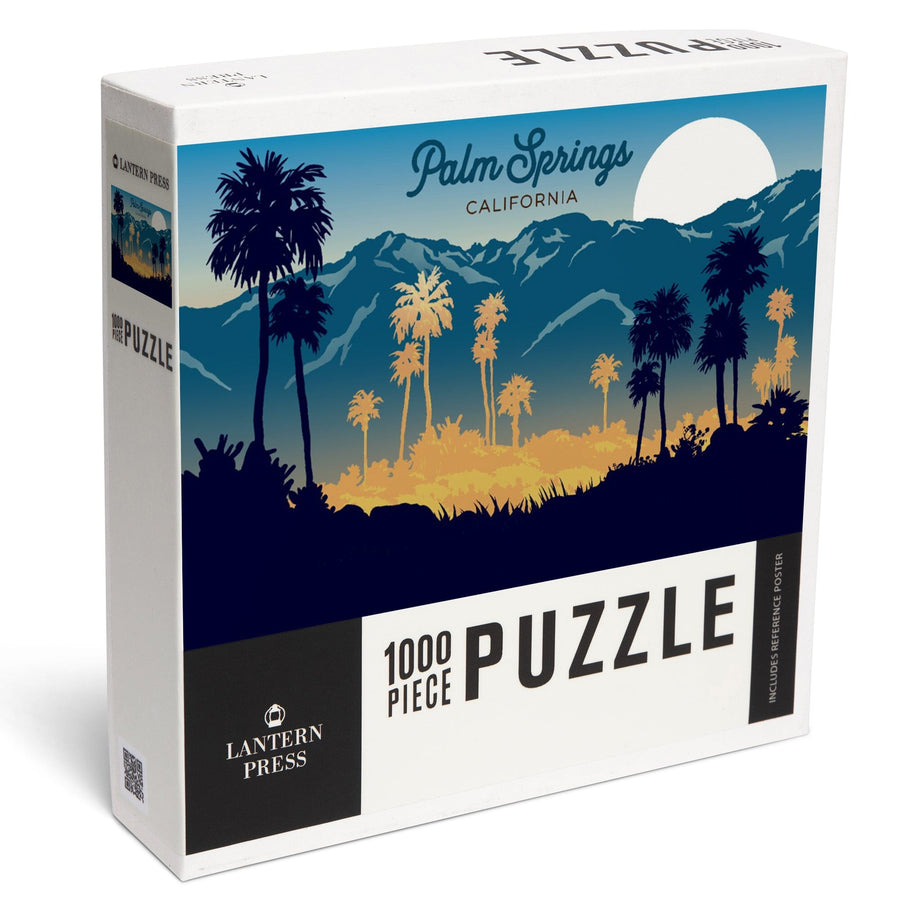 Palm Springs, California, Go Explore, Hiker and Desert, Sunset, Jigsaw Puzzle Puzzle Lantern Press 