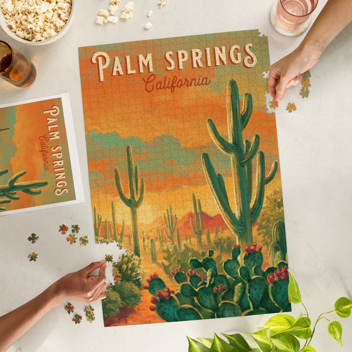 Palm Springs, California, Oil Painting Series, Jigsaw Puzzle Puzzle Lantern Press 