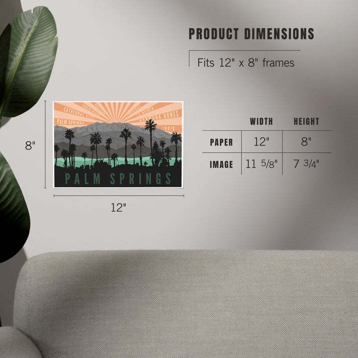 Palm Springs, California, Palm Trees and Mountains, Art & Giclee Prints Art Lantern Press 