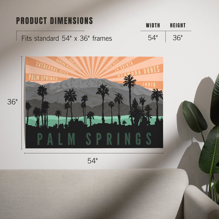 Palm Springs, California, Palm Trees and Mountains, Art & Giclee Prints Art Lantern Press 