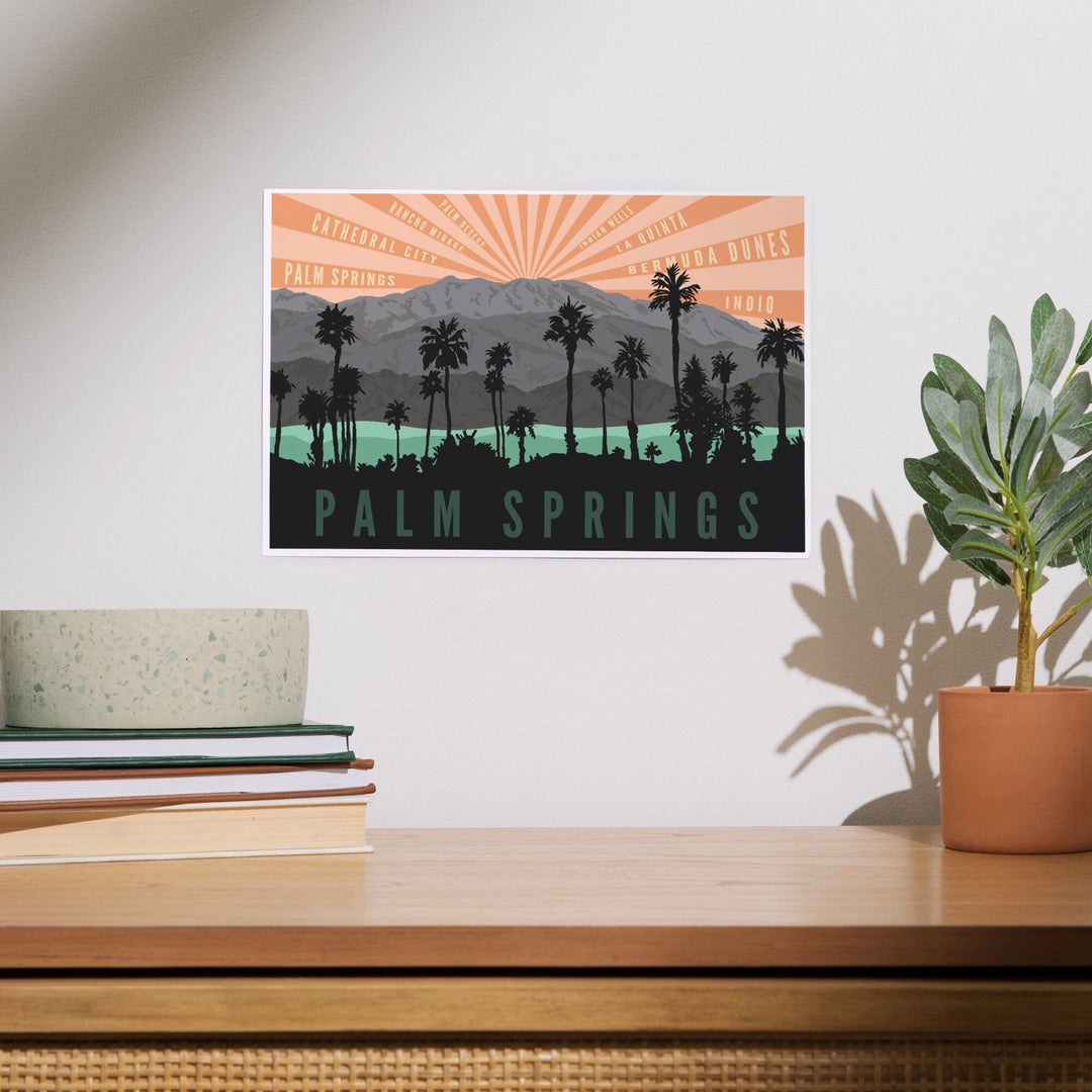 Palm Springs, California, Palm Trees and Mountains, Art & Giclee Prints Art Lantern Press 