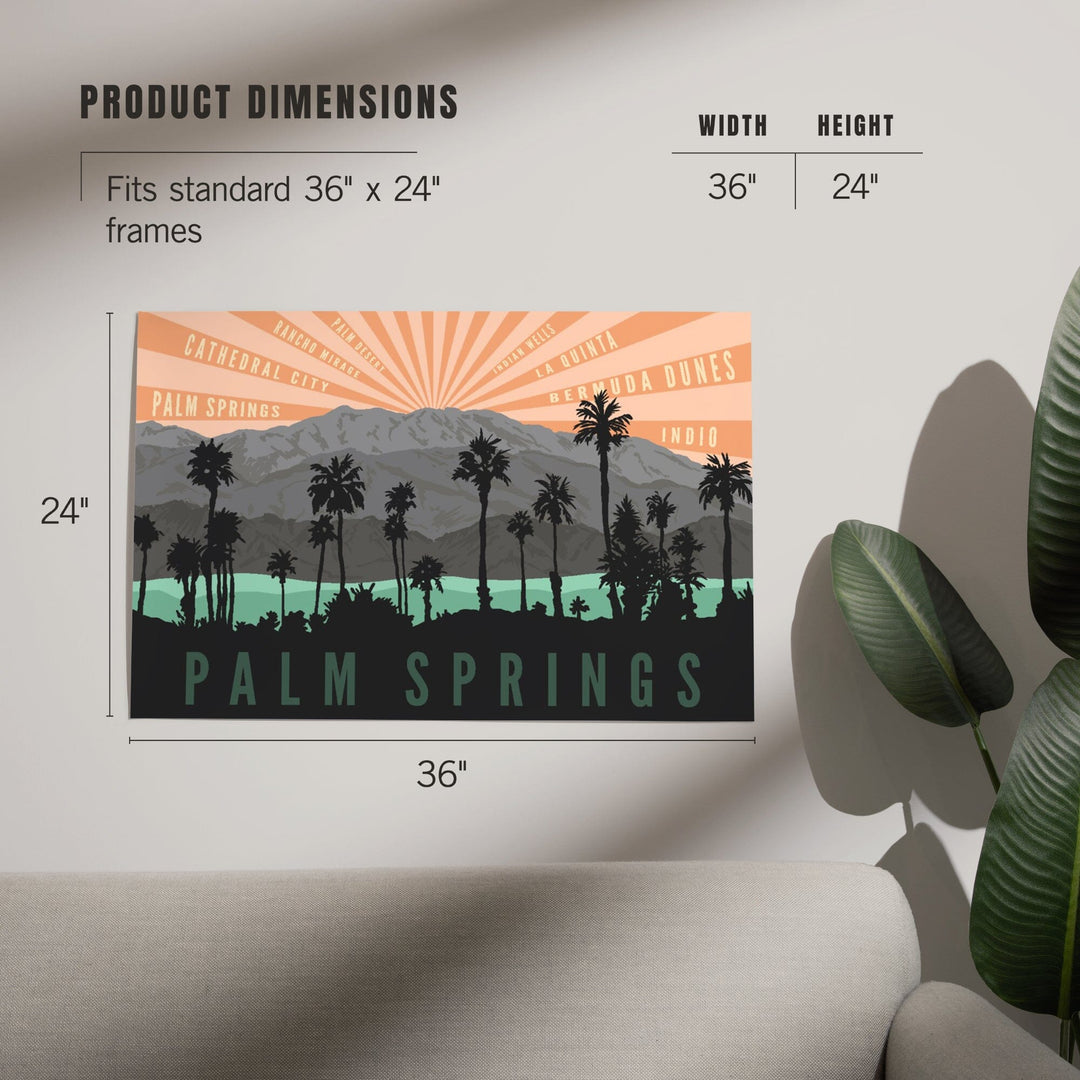 Palm Springs, California, Palm Trees and Mountains, Art & Giclee Prints Art Lantern Press 