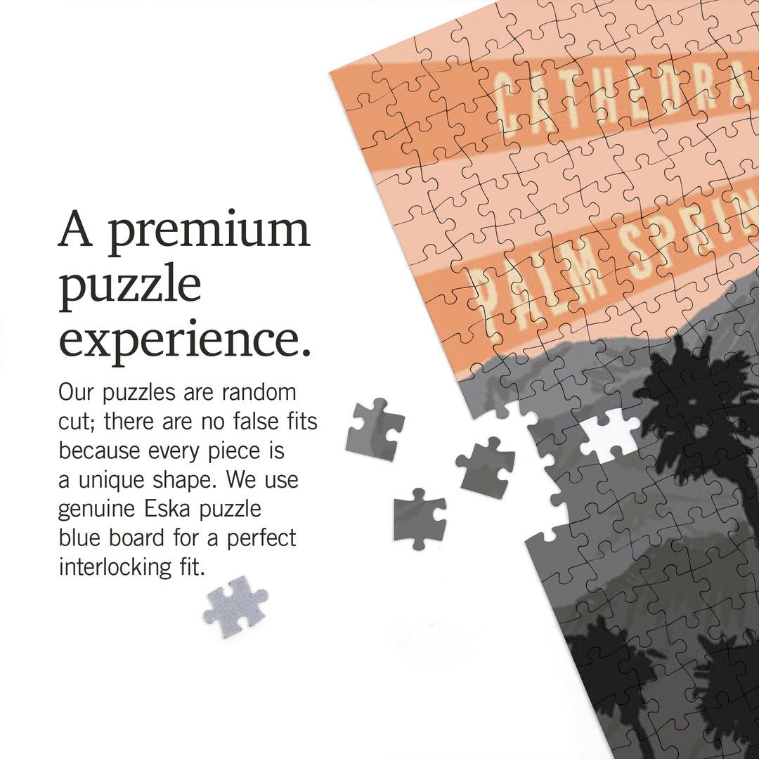 Palm Springs, California, Palm Trees and Mountains, Jigsaw Puzzle Puzzle Lantern Press 