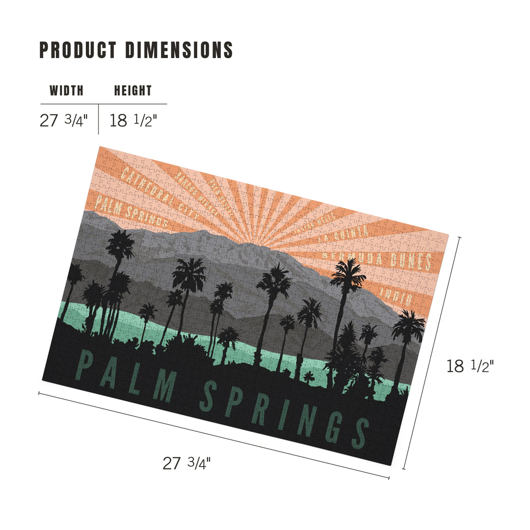 Palm Springs, California, Palm Trees and Mountains, Jigsaw Puzzle Puzzle Lantern Press 