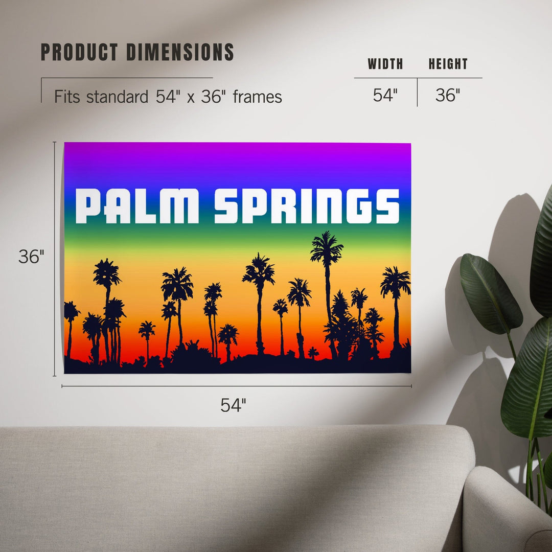 Palm Springs, California, Palm Trees, Pride Rainbow, Art & Giclee Prints Art Lantern Press 