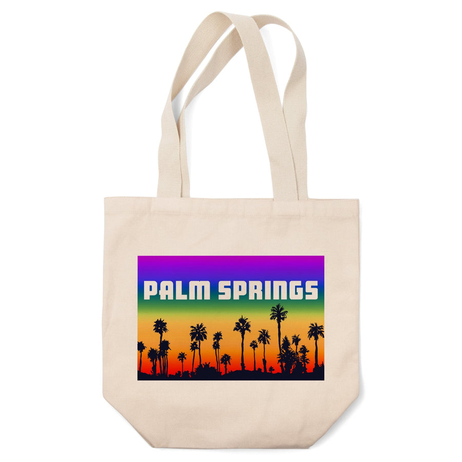 Palm Springs, California, Palm Trees, Pride Rainbow, Lantern Press Artwork, Tote Bag Totes Lantern Press 