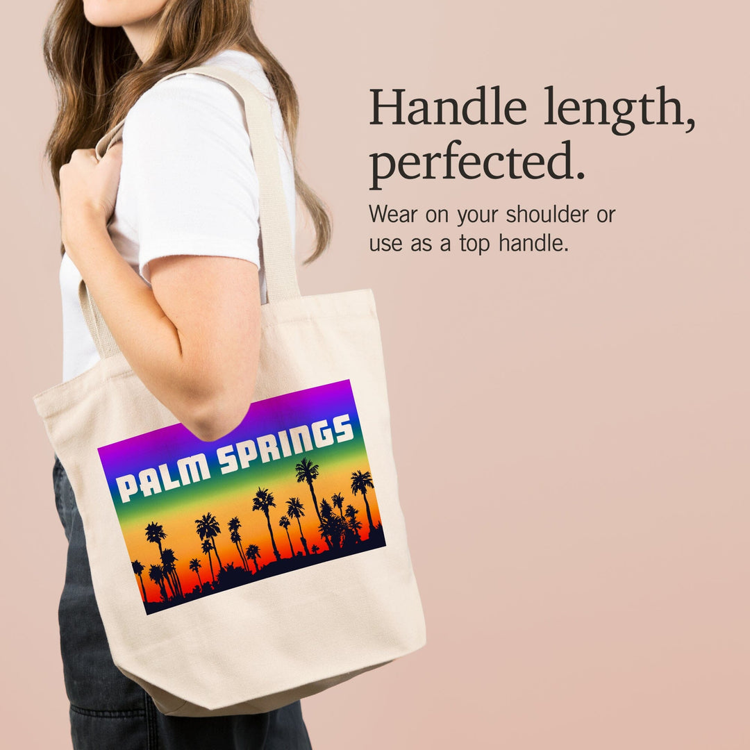 Palm Springs, California, Palm Trees, Pride Rainbow, Tote Bag Totes Lantern Press 