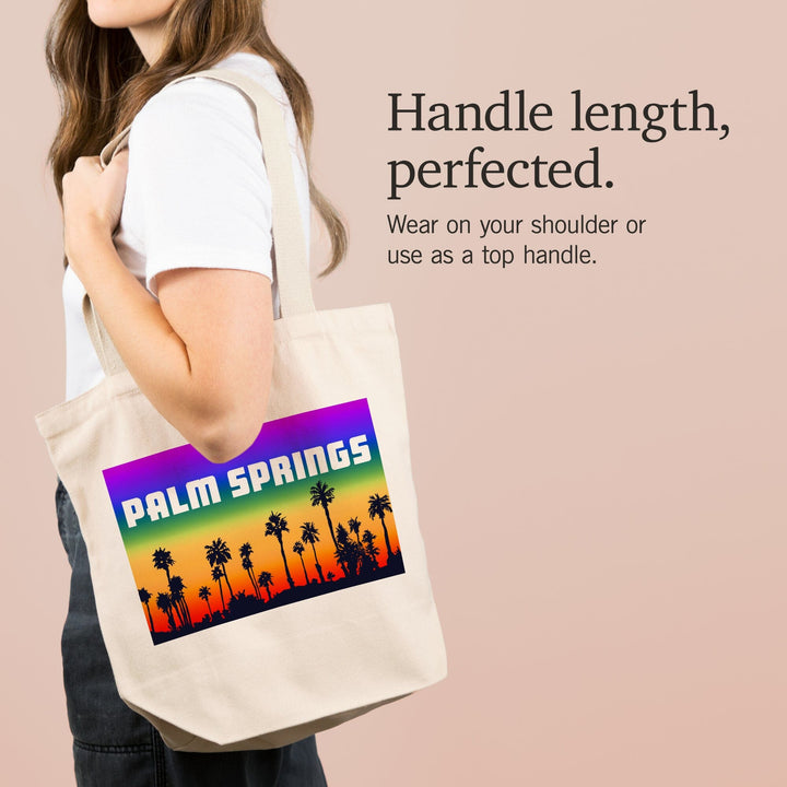 Palm Springs, California, Palm Trees, Pride Rainbow, Tote Bag Totes Lantern Press 