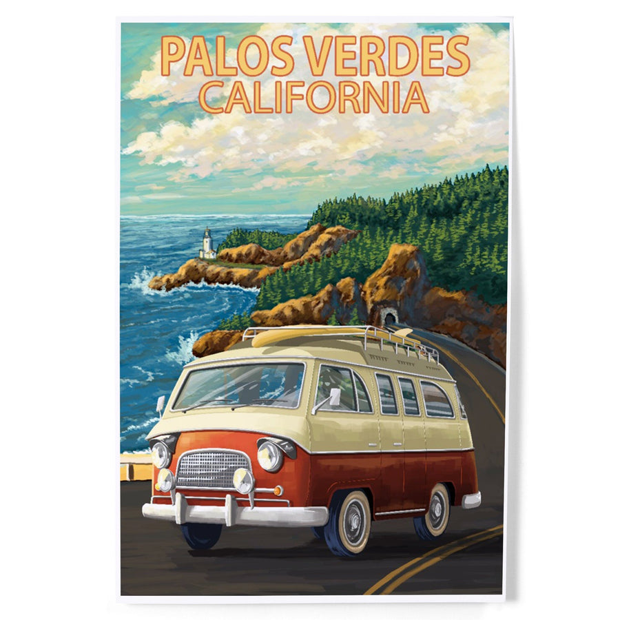 Palos Verdes, California, Camper Van, Art & Giclee Prints Art Lantern Press 