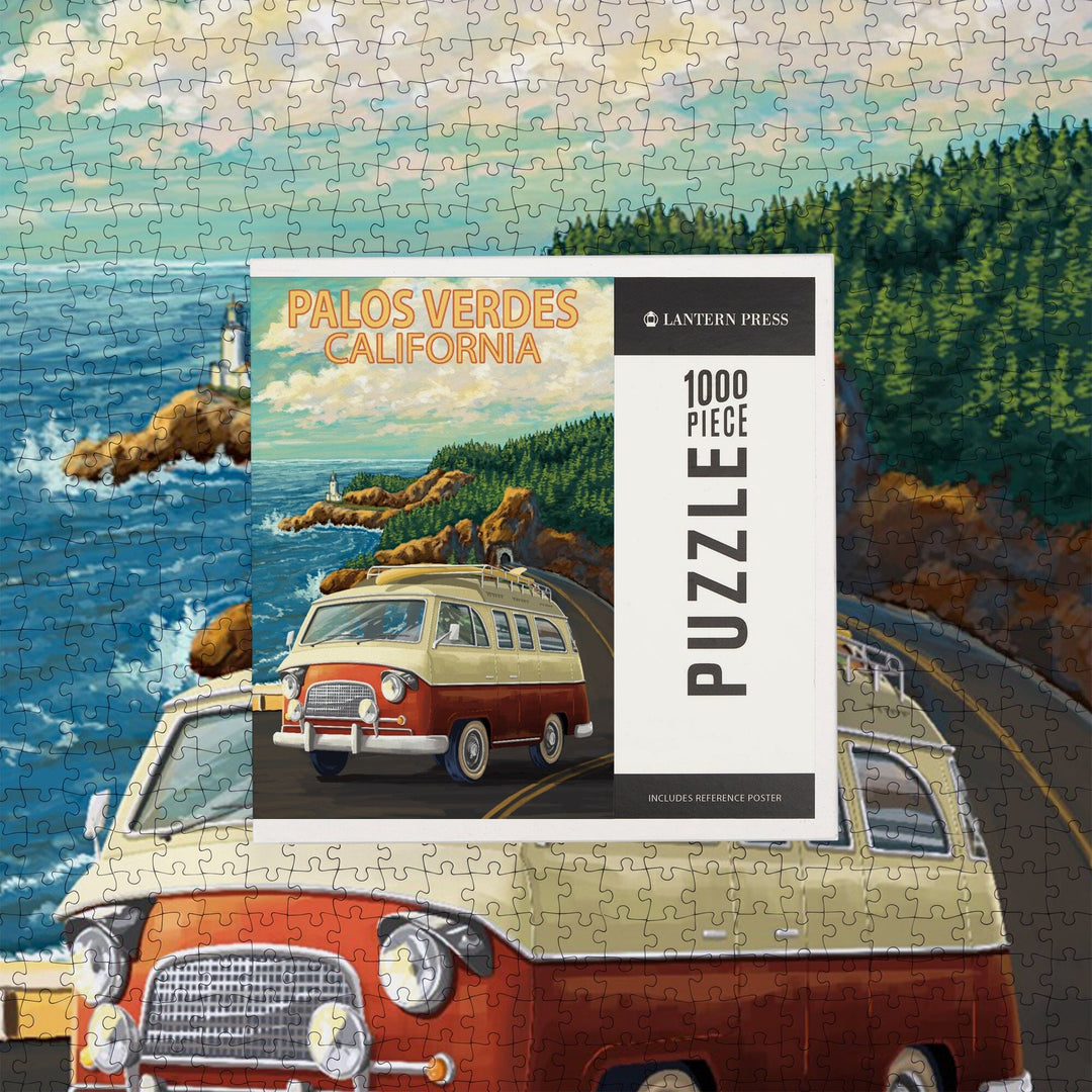 Palos Verdes, California, Camper Van, Jigsaw Puzzle Puzzle Lantern Press 