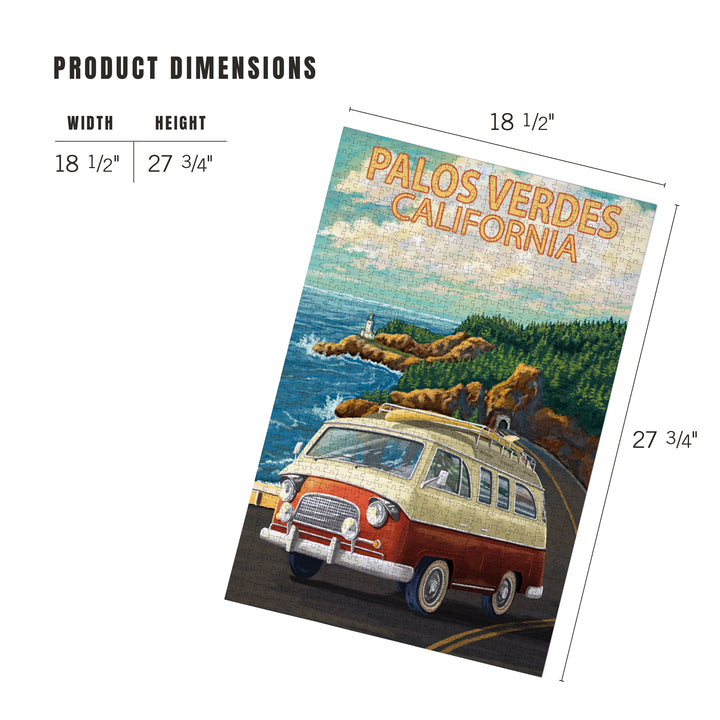 Palos Verdes, California, Camper Van, Jigsaw Puzzle Puzzle Lantern Press 