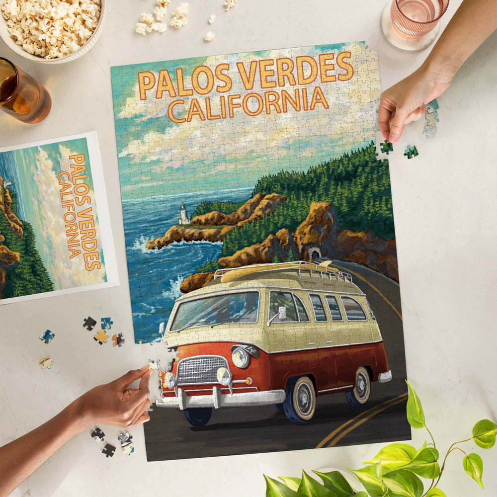 Palos Verdes, California, Camper Van, Jigsaw Puzzle Puzzle Lantern Press 
