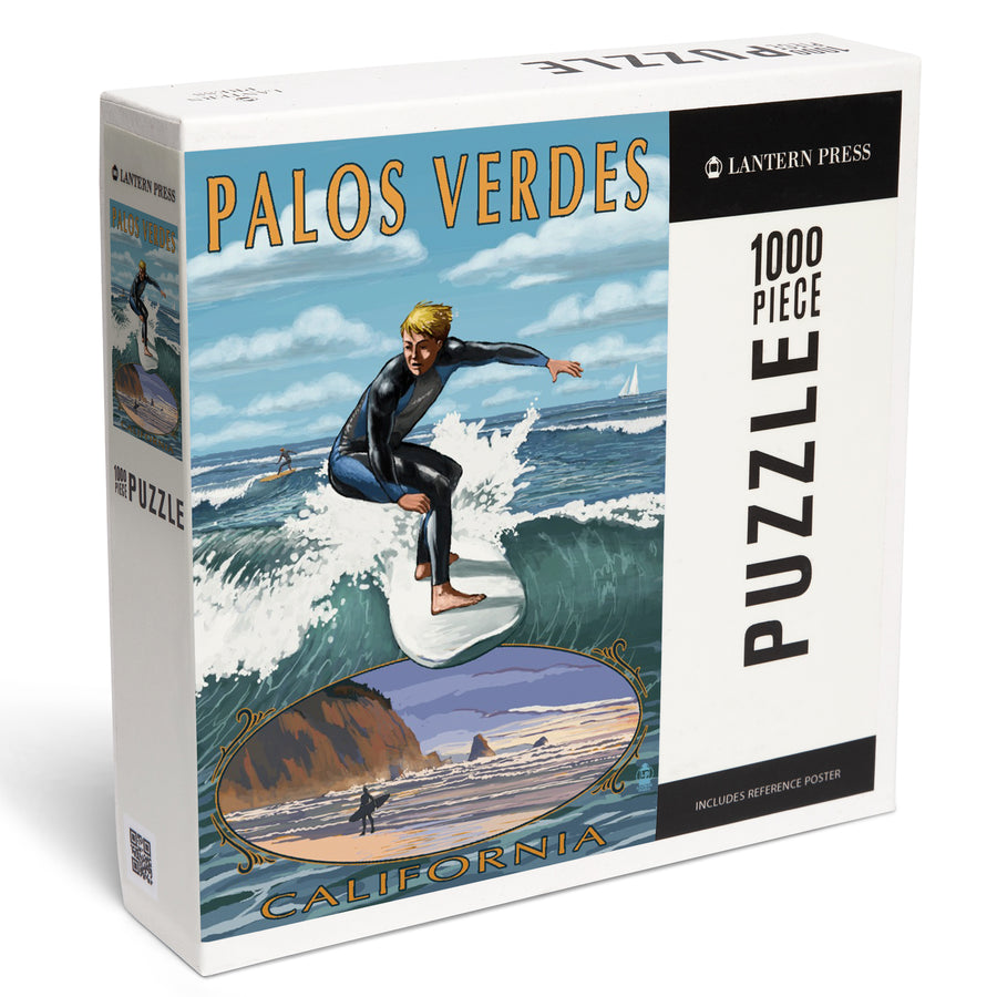 Palos Verdes, California, Surfer, Jigsaw Puzzle Puzzle Lantern Press 