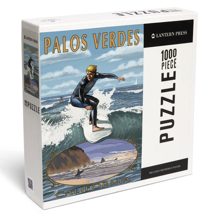 Palos Verdes, California, Surfer, Jigsaw Puzzle Puzzle Lantern Press 